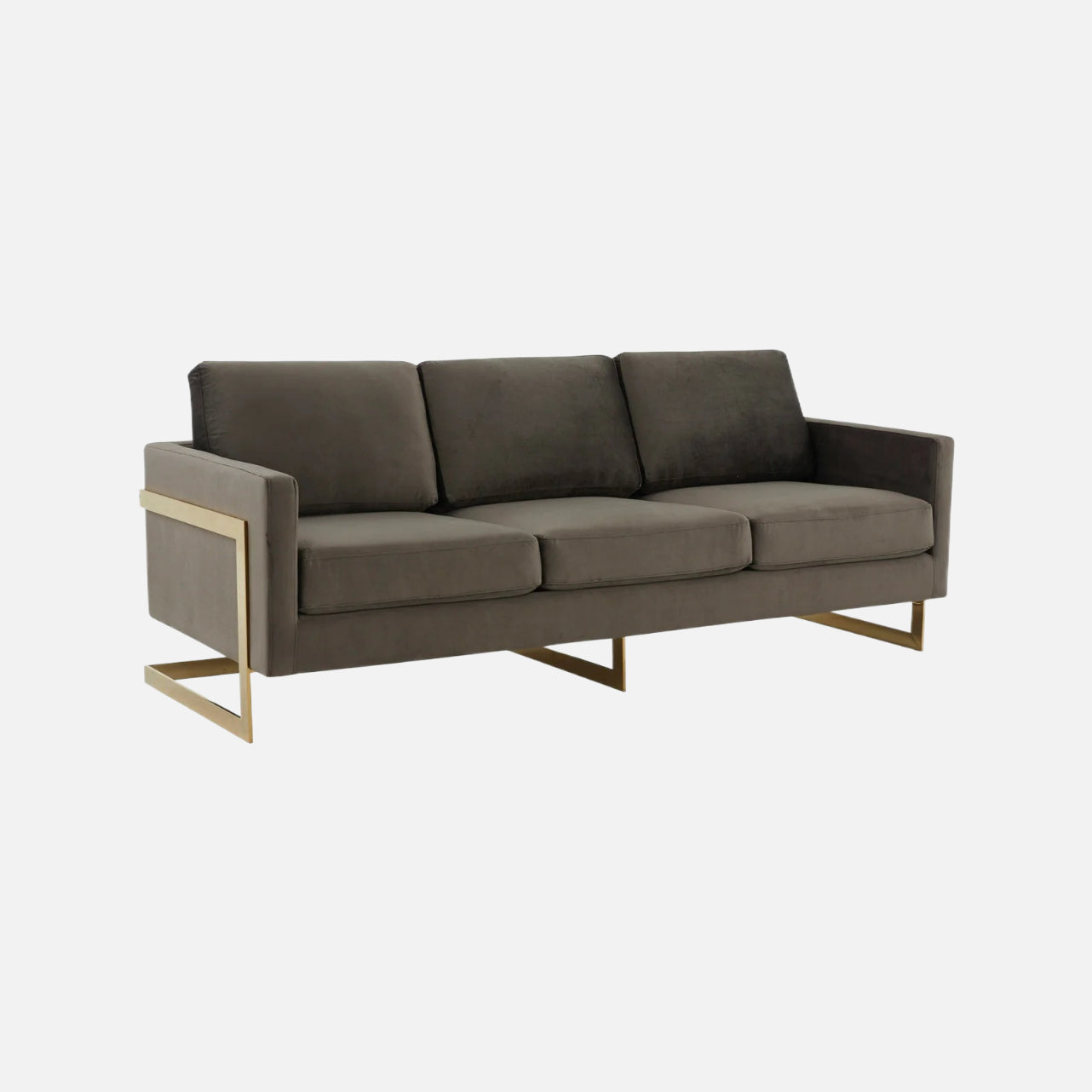 Leisuremod gold frame velvet/leather full size sofa - lincoln collection