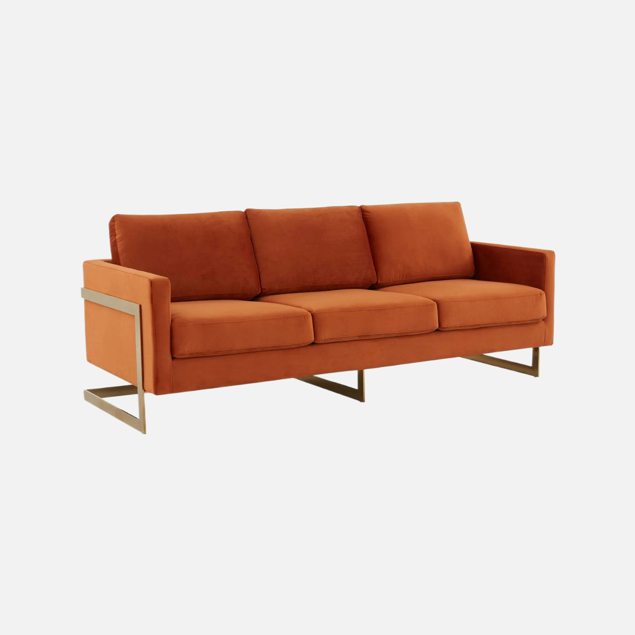 Leisuremod gold frame velvet/leather full size sofa - lincoln collection