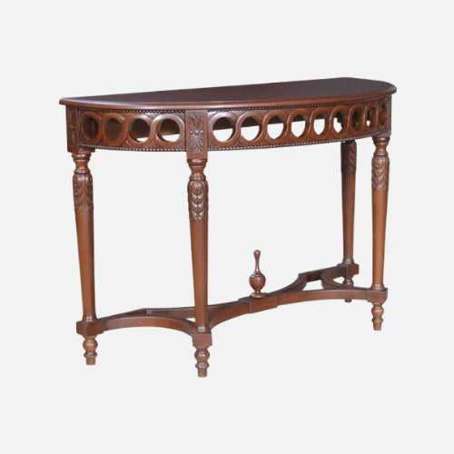 Anderson teak neoclassical demilune console table