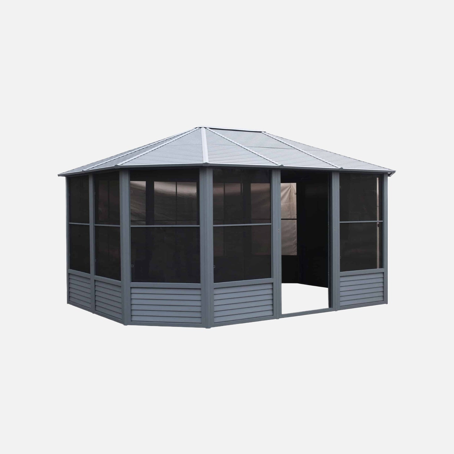 Gazebo penguin florence 12 ft. x 15 ft. metal roof slate