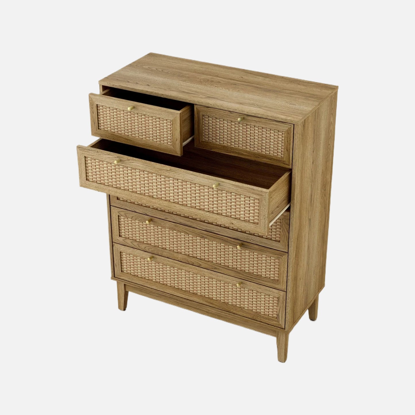 Anderson teak bodrum 6-rattan drawer chest, brown