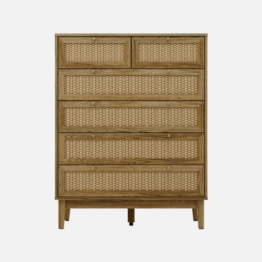 Anderson teak bodrum 6-rattan drawer chest, brown