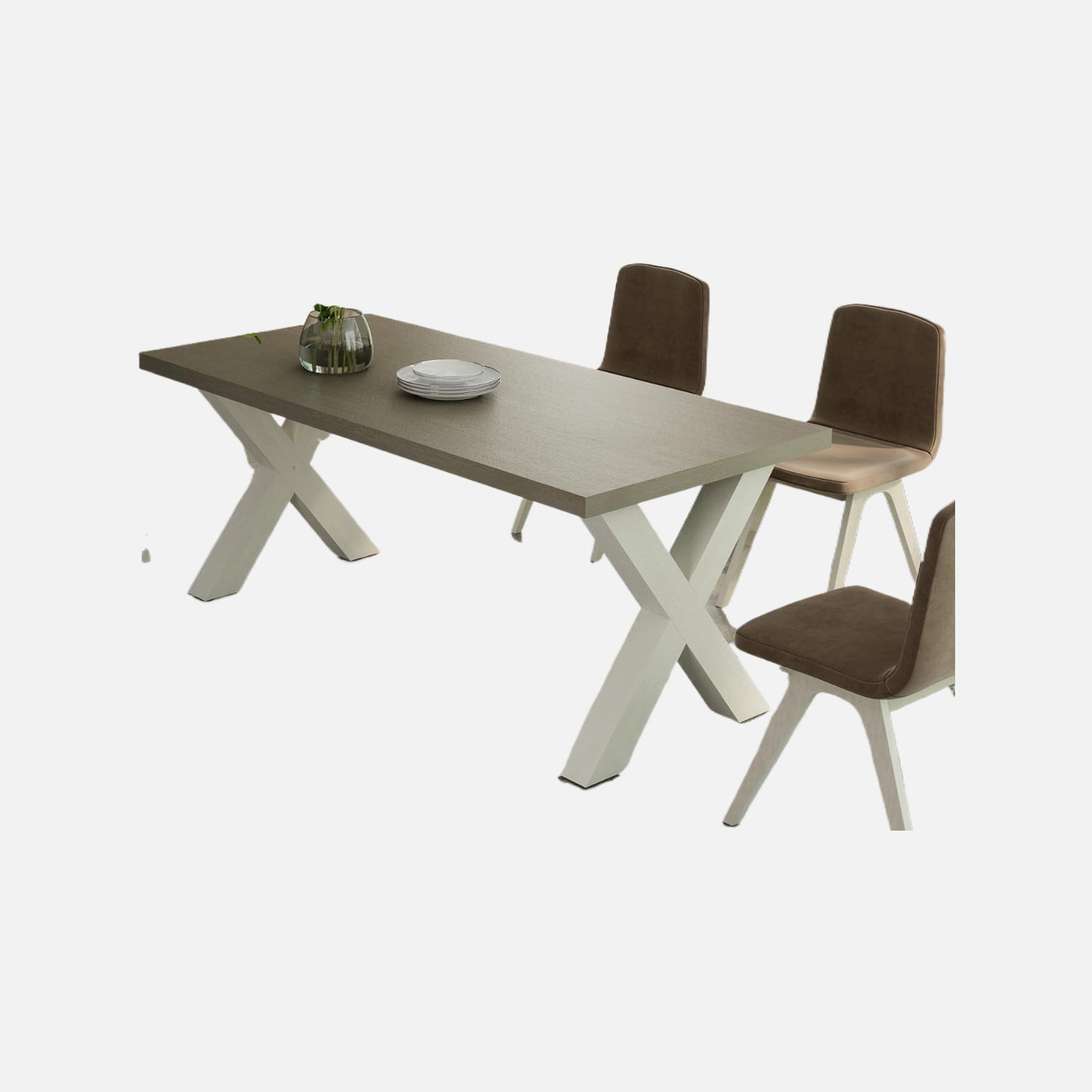 Anderson teak milwaukee dining table, large, grey & white