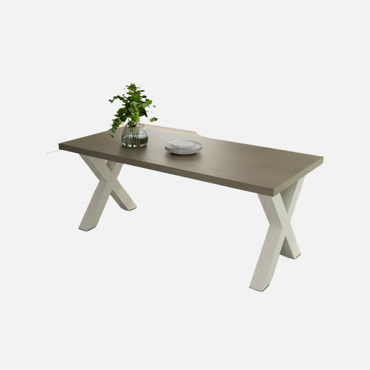 Anderson teak milwaukee dining table, large, grey & white