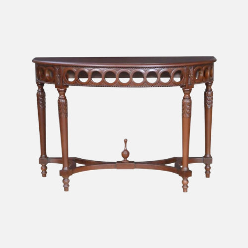 Anderson teak neoclassical demilune console table