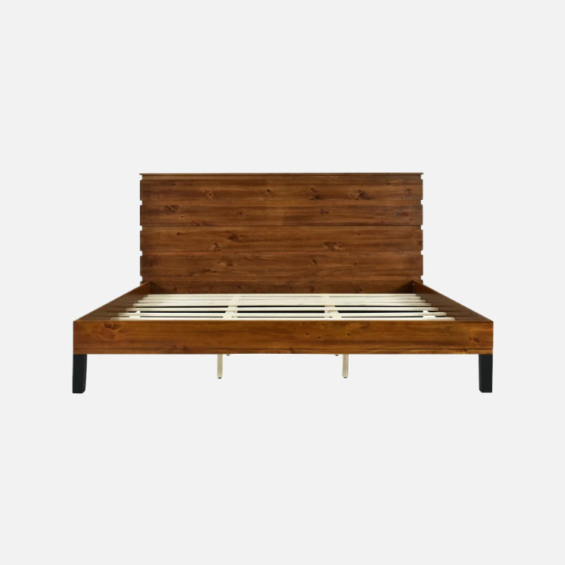 Bed best mid-century modern solid wood king bed frame with six-piece headboard